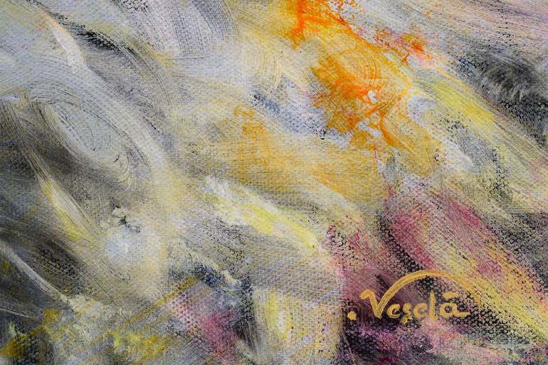 Original Abstract Outer Space Painting by Jitka Vesela