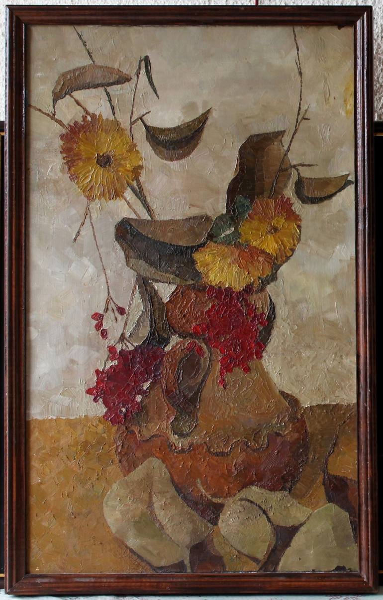 Original Abstract Expressionism Floral Painting by Busuioc Elena