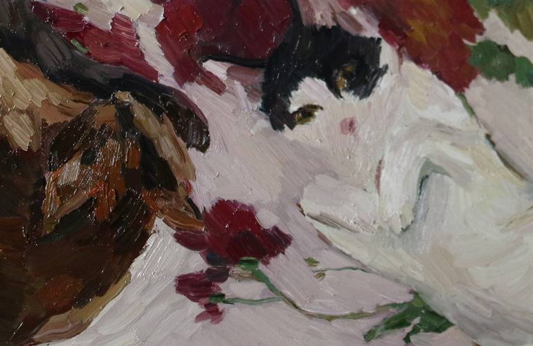 Original Impressionism Cats Painting by Busuioc Elena