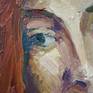 Self portrait with my expresive cat. Oil painting on canvas.