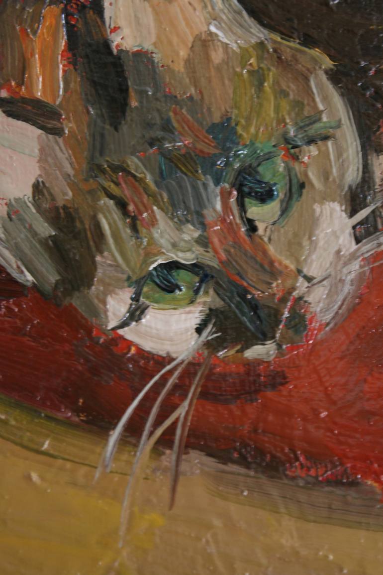 Original Impressionism Cats Painting by Busuioc Elena