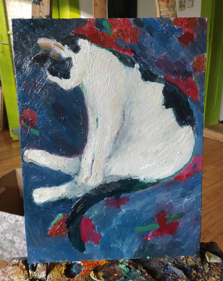 Original Expressionism Cats Painting by Busuioc Elena