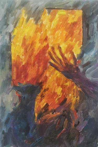 Winter evening near fireplace thumb