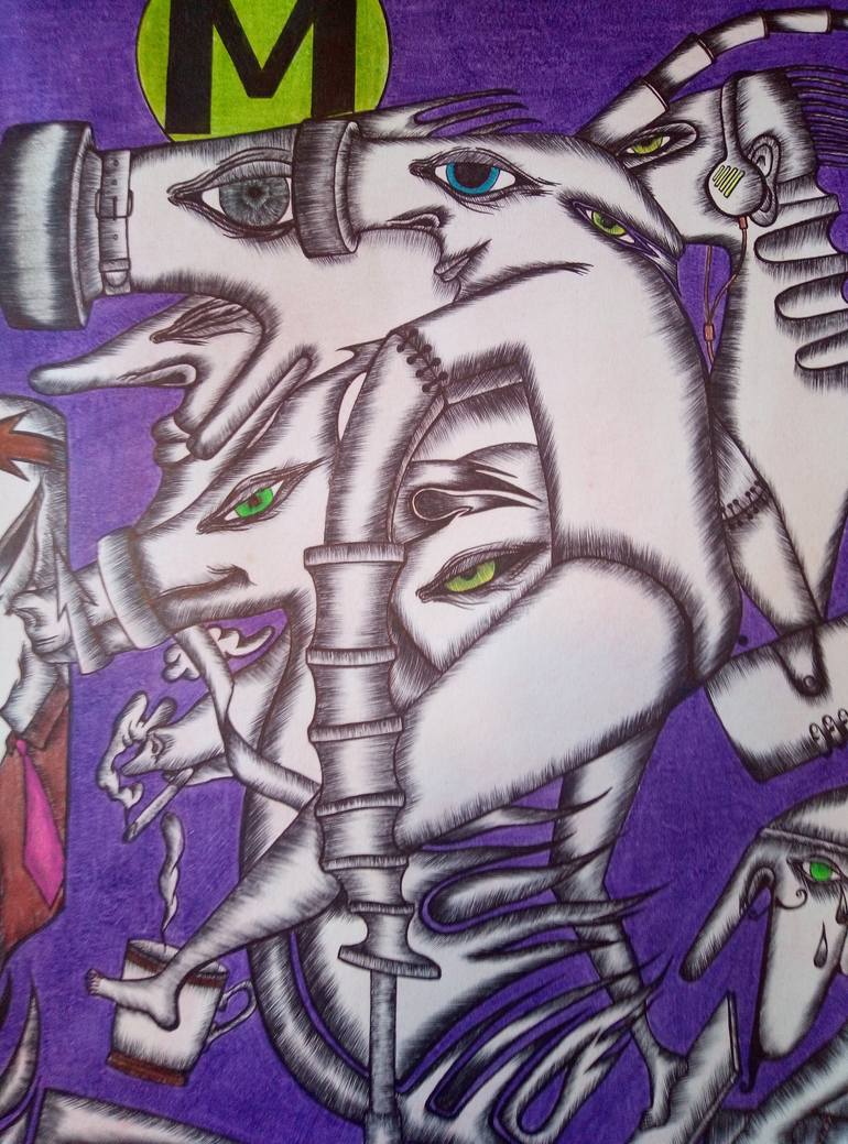 Original Expressionism People Drawing by Stanislav Lyashenko
