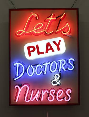 Lets Play Doctors and Nurses Neon Art Sculpture Sign thumb