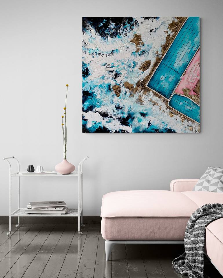 Original Abstract Beach Painting by Kristyna Dostalova