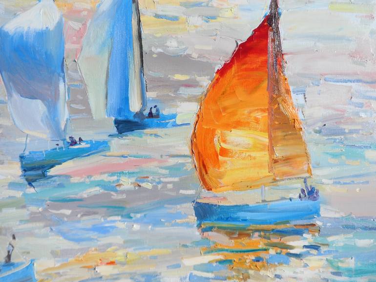 Original Abstract Expressionism Beach Painting by Yegor Dulin