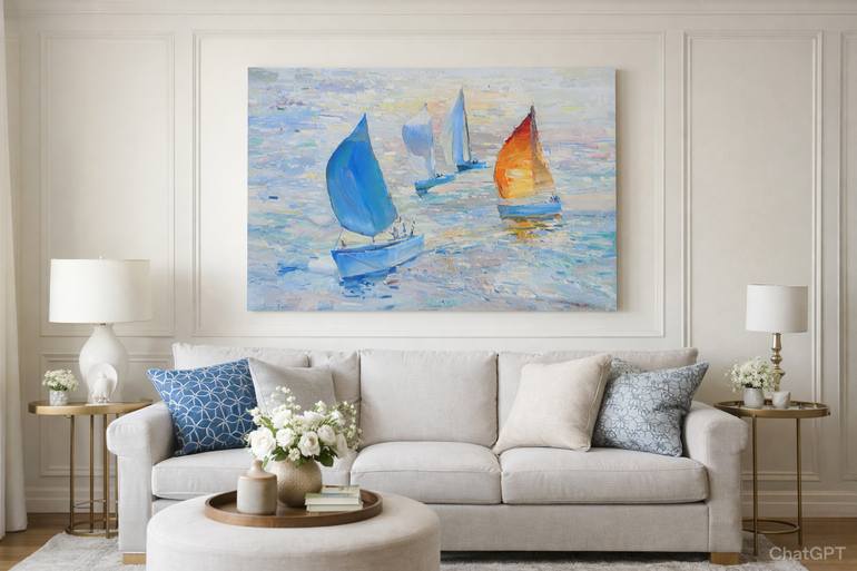 Original Abstract Expressionism Beach Painting by Yegor Dulin