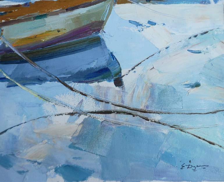 Original Impressionism Yacht Painting by Yegor Dulin