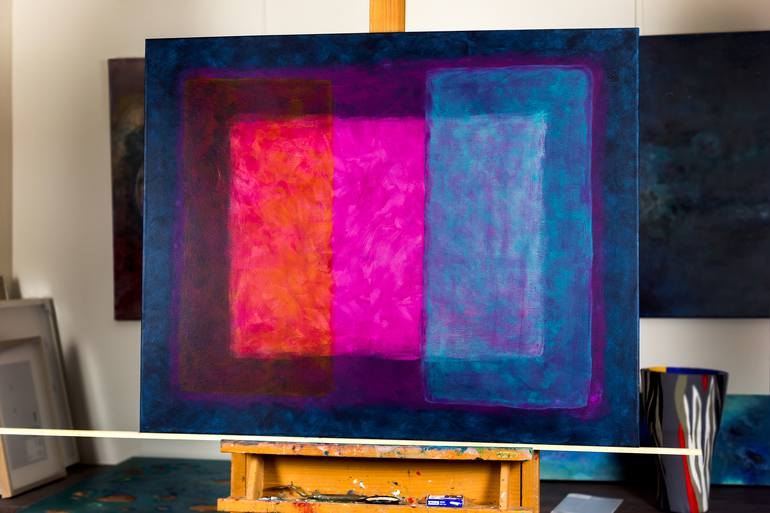 Original Abstract Expressionism Geometric Painting by Marta Coll