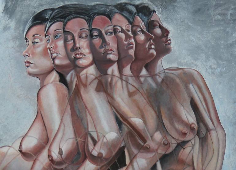 Original Surrealism Nude Painting by John Shelton