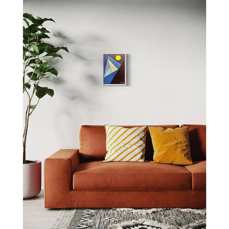 Original Bauhaus Geometric Painting by Flying B