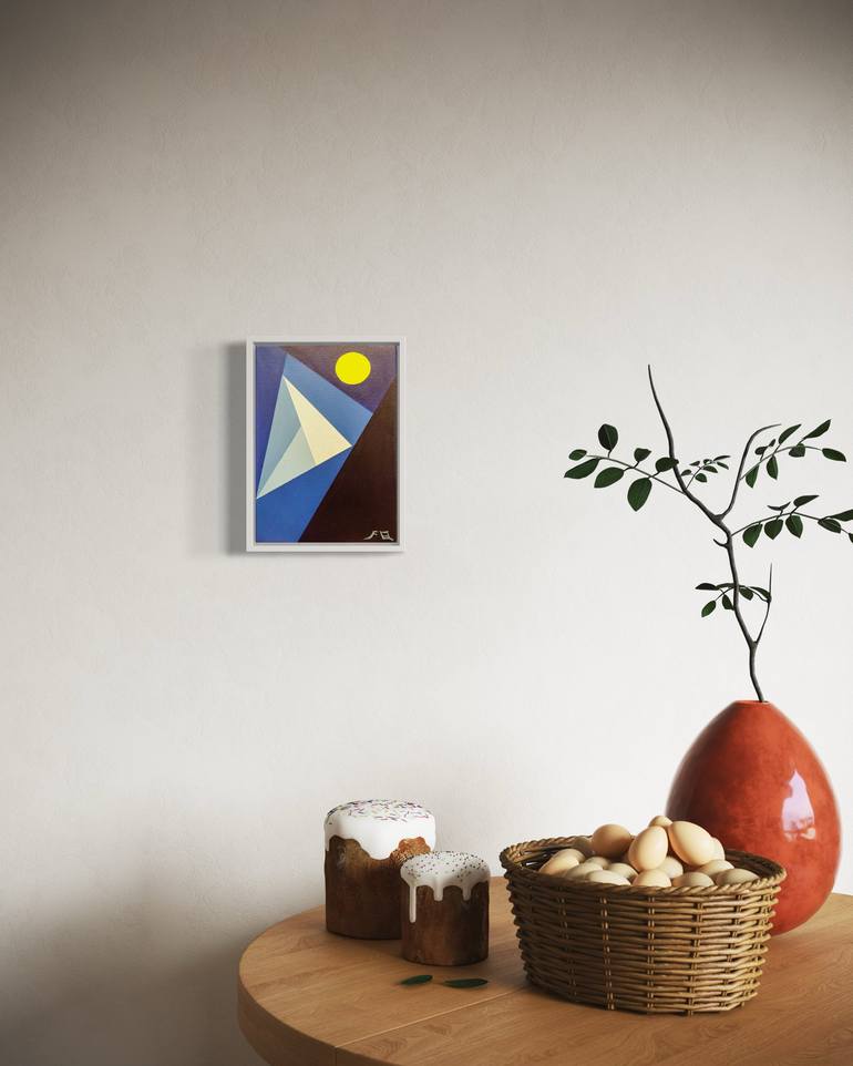 Original Bauhaus Geometric Painting by Flying B