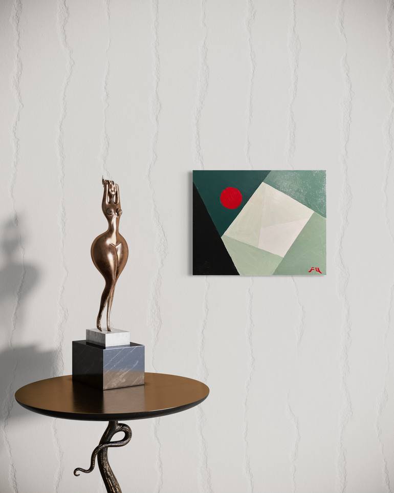 Original Bauhaus Geometric Painting by Flying B