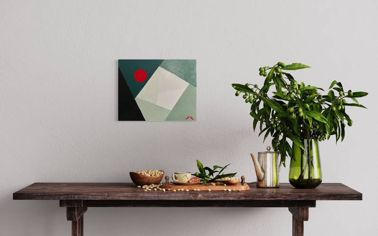 Original Bauhaus Geometric Painting by Flying B