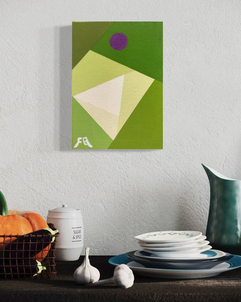 Original Bauhaus Geometric Painting by Flying B