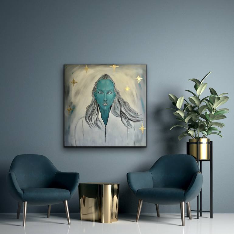 Original Abstract Portrait Painting by Catalina Art