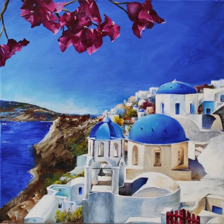 With Love From Santorini! Painting By Larissa Egner 