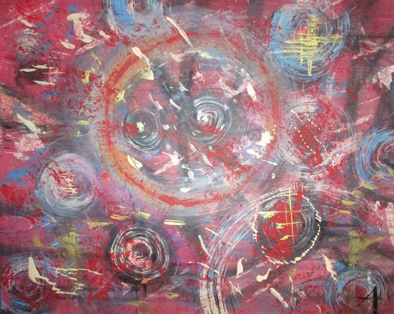 Reddd. Acrylic Painting on Cardboard. 40X50 cm. Painting by Andrey