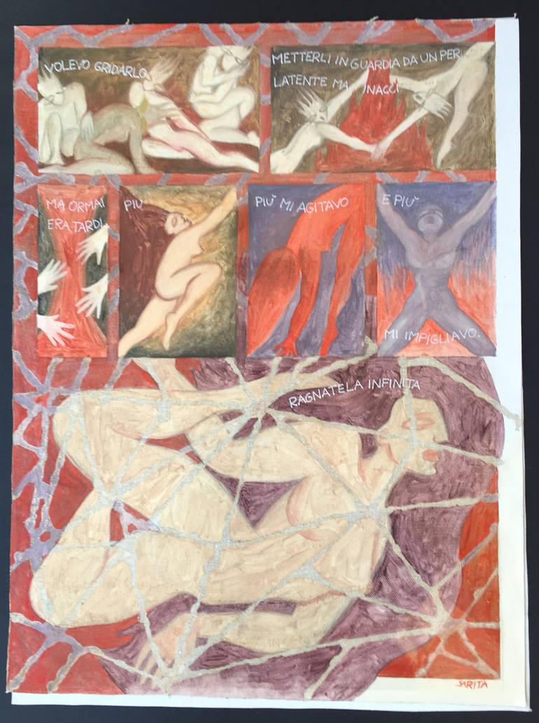 Original Abstract Comics Painting by Sarah C A T