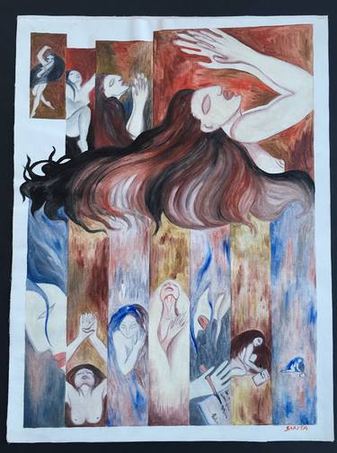 Original Expressionism Comics Painting by SARAH C A T