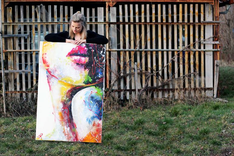 Original Abstract Women Painting by Annelie Ruebmann