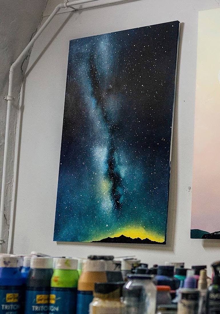 Original Abstract Outer Space Painting by Annelie Ruebmann