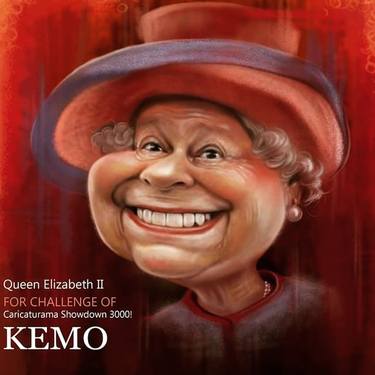 Queen Elizabeth 2 Digital Caricature By KEMO thumb
