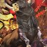 A bullfighter and his bull in acrylics.
This tradition has been one of our world cultures since early 1700. I'm not a fan of this culture but I've always been fascinated by The lives of the Matadors. 
As Ernest Hemingway put it, the only art in which the artist is in danger of death and in which the degree of brilliance in the performance is left to the fighter’s honor” in Death in the Afternoon.