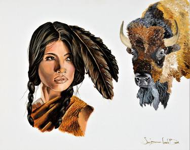 Native Girl with Buffalo Spirit thumb