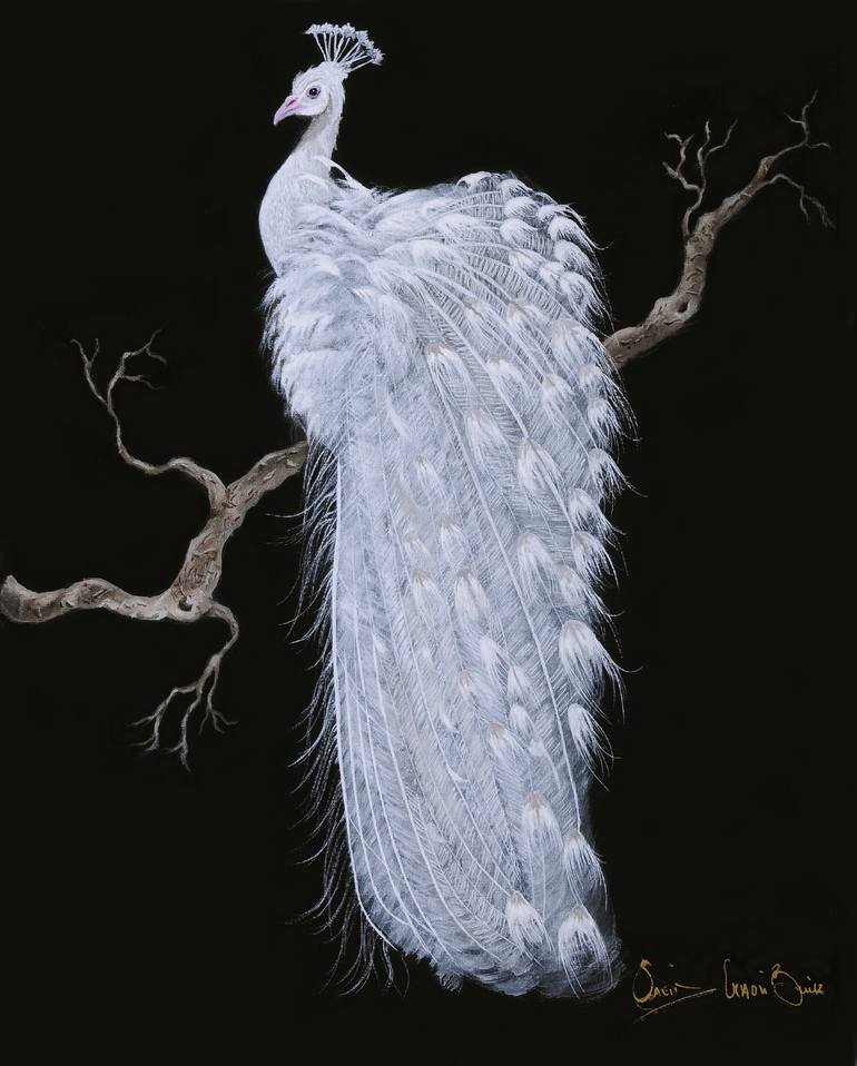 White Peacock Painting By Saeid Gholibeik Saatchi Art
