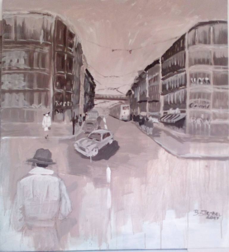 Original Architecture Painting by Barbara Strobel | Figurative Art on Canvas | Berlin in the roaring twenties (2)