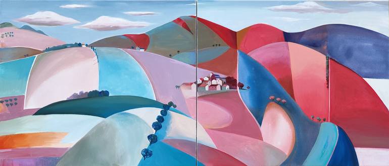 Original Abstract Landscape Painting by cinzia battistel