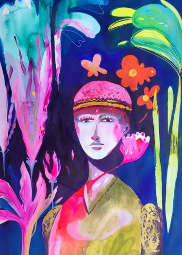 Original Abstract Women Painting by Cinzia Battistel