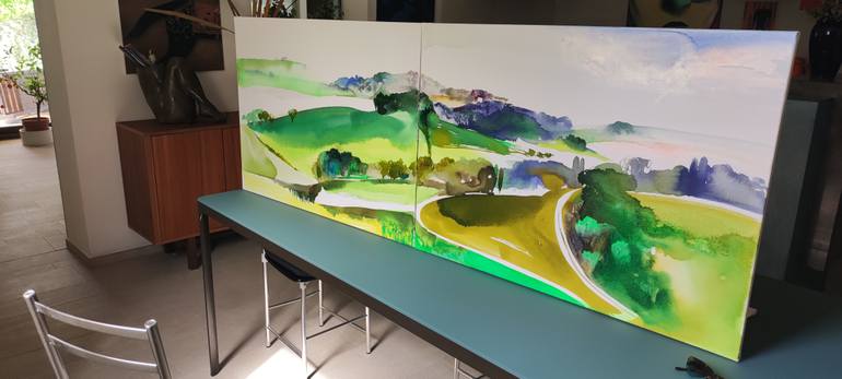 Original Illustration Landscape Painting by Cinzia Battistel