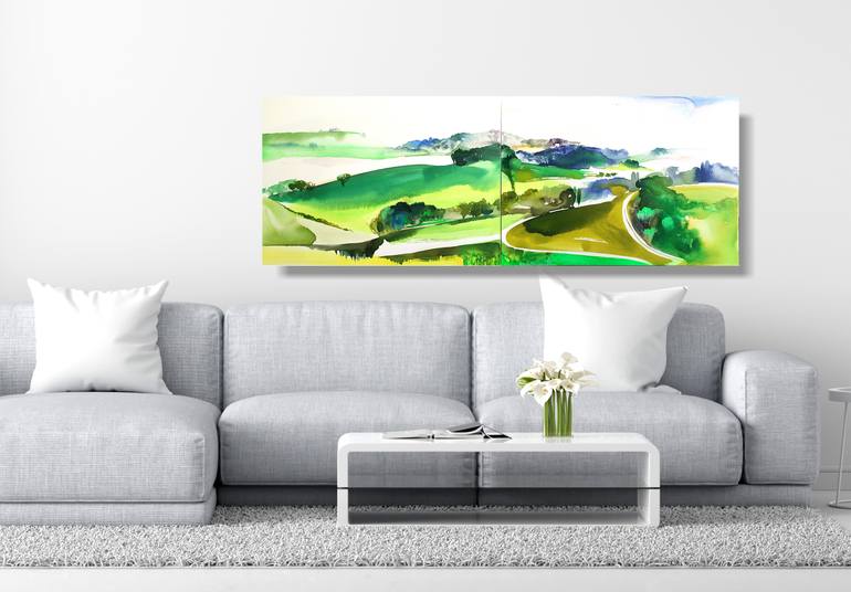 Original Illustration Landscape Painting by Cinzia Battistel