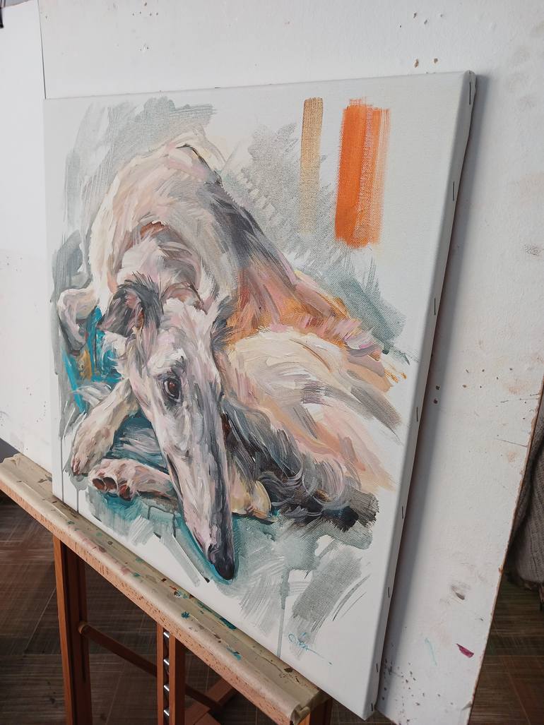 Original Impressionism Dogs Painting by Olga Ivanenko