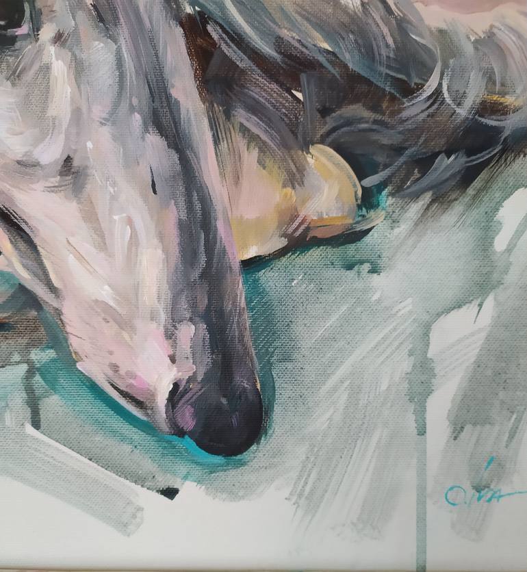 Original Impressionism Dogs Painting by Olga Ivanenko