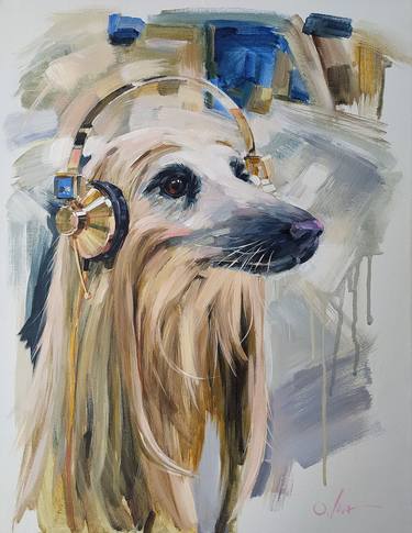 Original Figurative Dogs Paintings by Olga Ivanenko