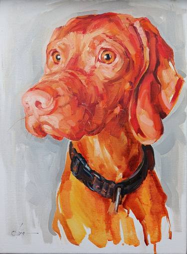 Original Contemporary Dogs Painting by Olga Ivanenko