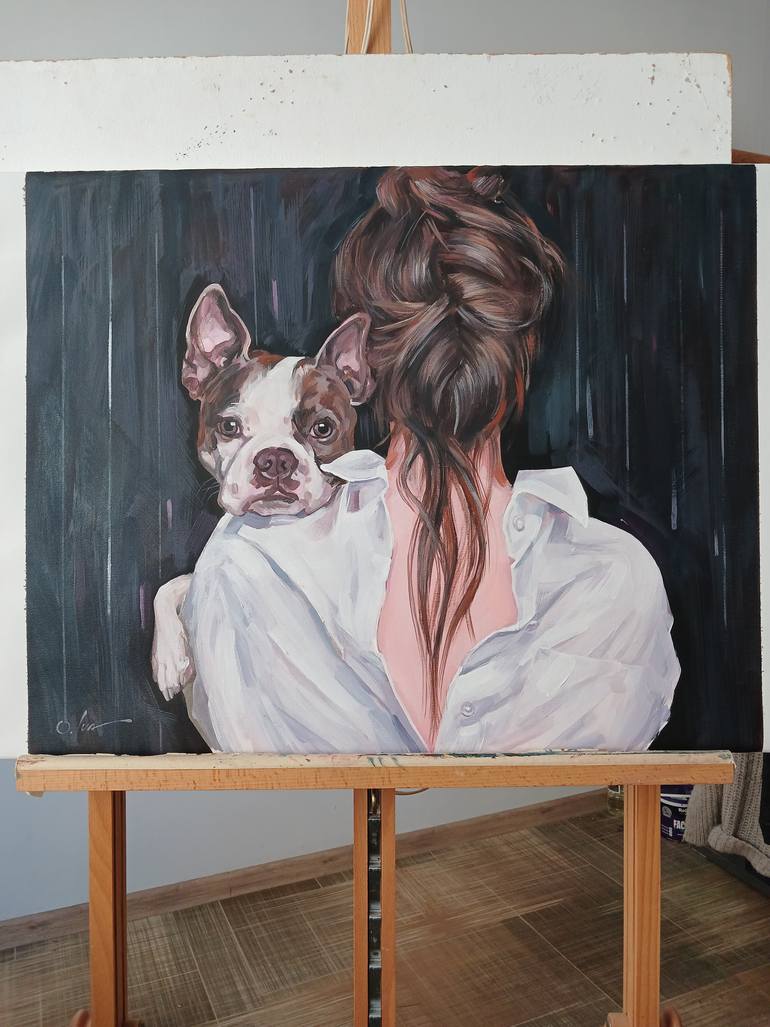 Original Portraiture Dogs Painting by Olga Ivanenko