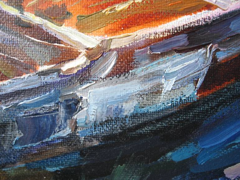 Original Impressionism Boat Painting by Olga Ivanenko