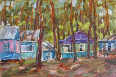 Colored houses in the forest thumb