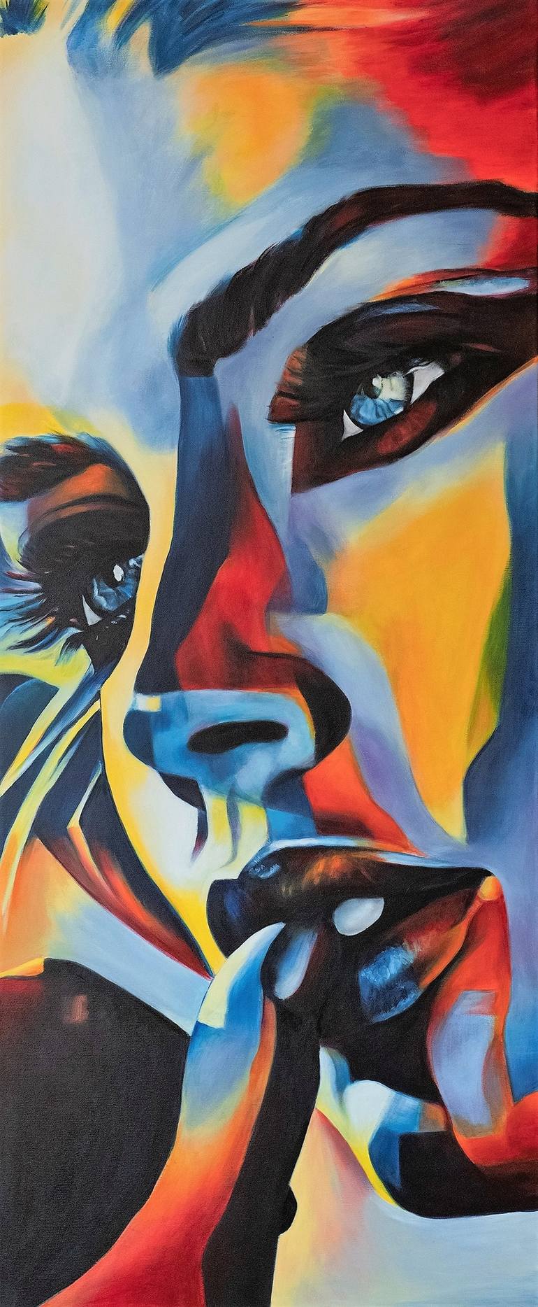 Modern acrylic painting - Colourful Face - Martin Klein - signed, 299,00  EUR