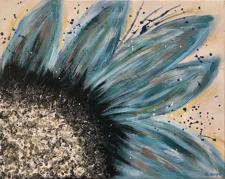 blue sunflower painting