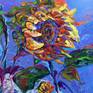 It was always hard to describe most of my paintings because they are feelings in colors and there is no place for words. Sunflowers blowing in the wind, scent of summer, travel and love.