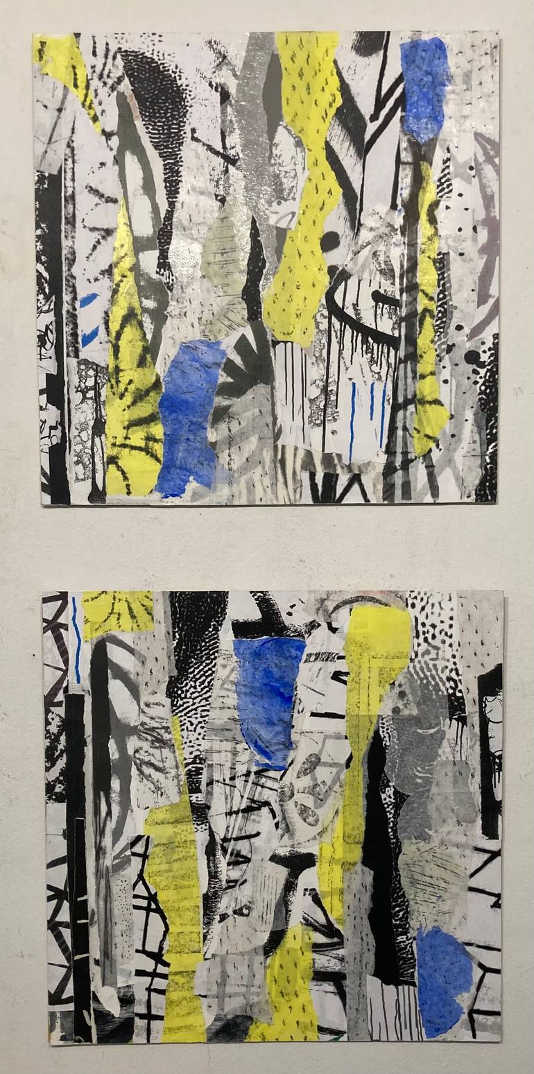 Original Abstract Expressionism Abstract Collage by Carmine Santaniello