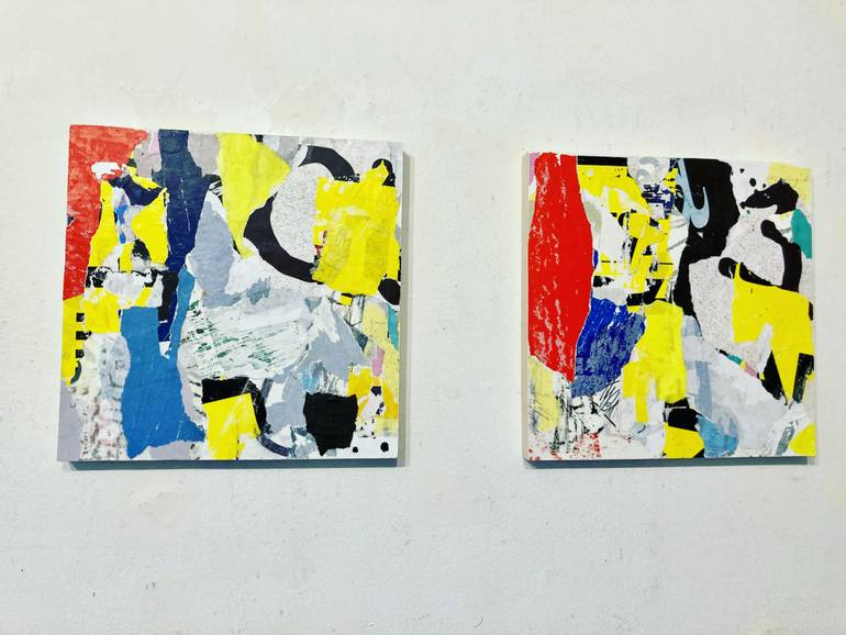 Original Abstract Expressionism Abstract Collage by Carmine Santaniello