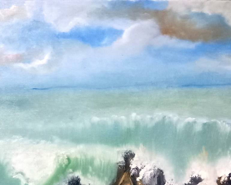 Original Seascape Painting by PRASHANTH  PALADUGU