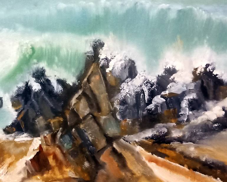 Original Expressionism Seascape Painting by PRASHANTH  PALADUGU